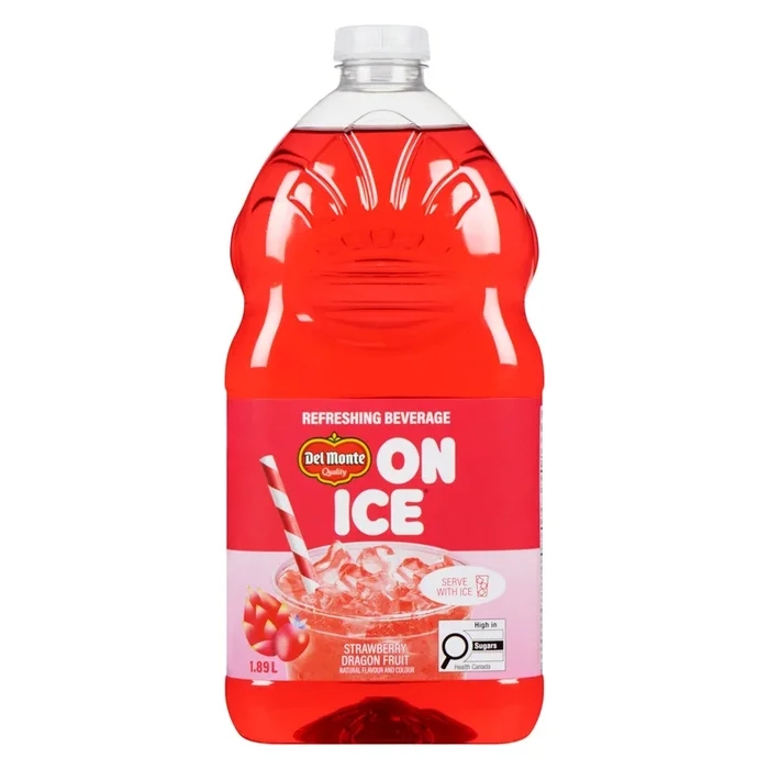 Del Monte On Ice Refreshing Beverage Strawberry Dragon Fruit, 1.89 L