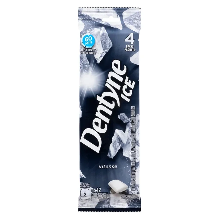 Dentyne Ice Gomme Sans Sucre Intense, Emballage de 4, 12 Morceaux