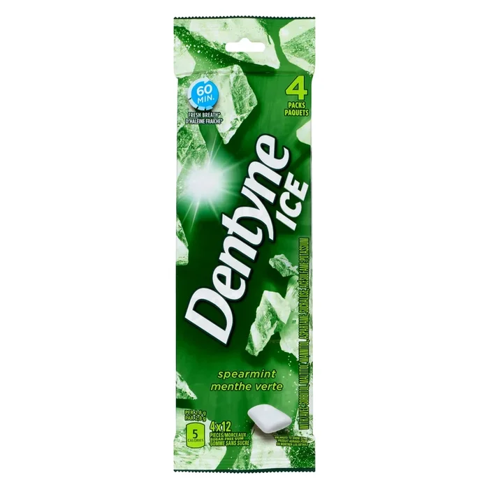 Dentyne Ice Sugar-Free Spearmint Gum, 4-Pack, 12-Pieces