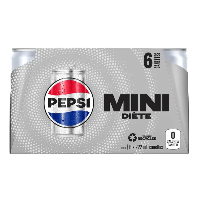 Diet Pepsi Mini-Can, 6-Pack, 222ml