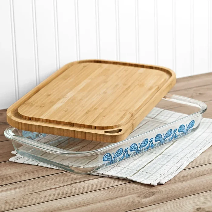 Dolly Parton Glass Bakeware and Bamboo Trivet Set, 2-Piece