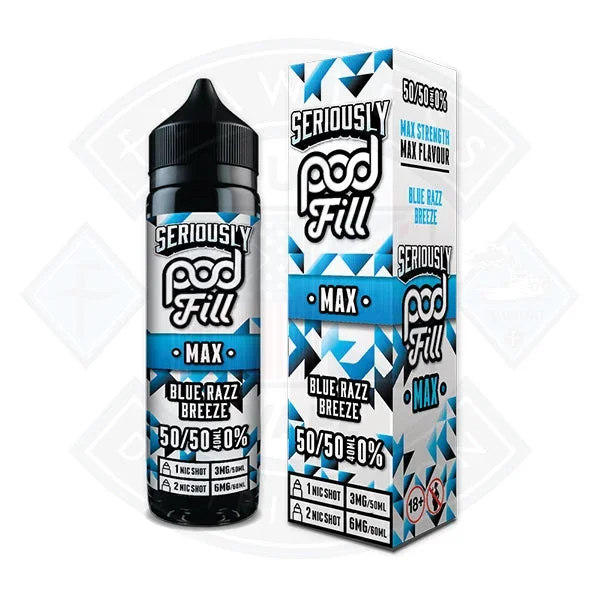 Doozy Vape Seriously Pod Fill MAX 50/50- Blue Razz Breeze 40ml 0mg Shortfill E-Liquid