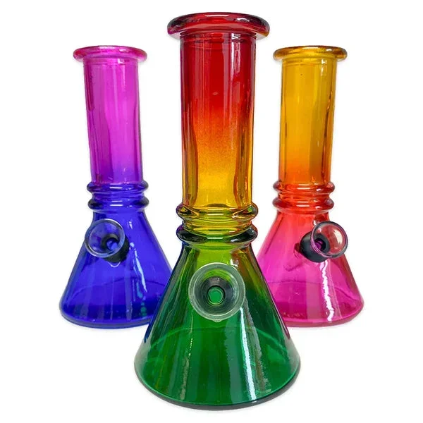 Double Ridge 6″ Mini Glass Beaker Bong Ombre
