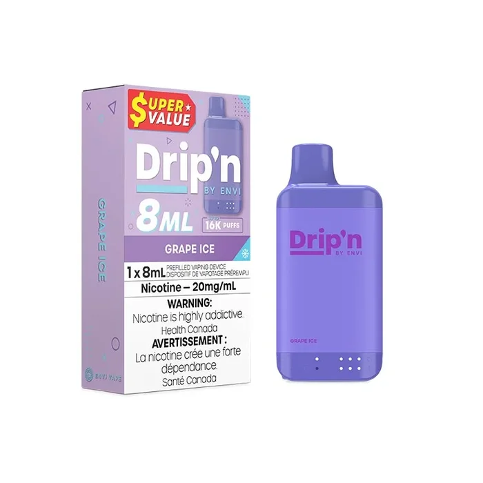 Drip’n by Envi 8ML Disposable – Grape Ice (MB)