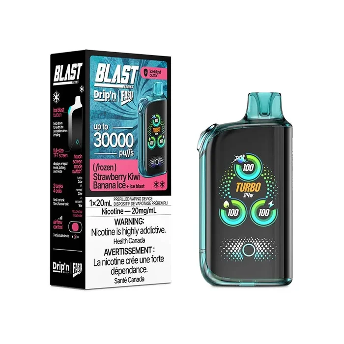 Drip’n by Envi x Fasta Blast 30K Disposable – Strawberry Kiwi Banana Ice (ON)
