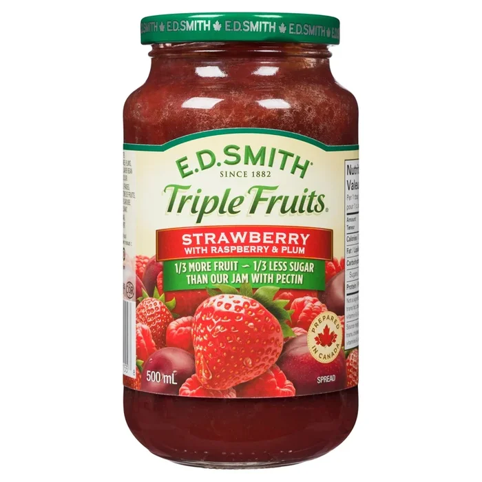 E.D. Smith Triple Fruits Strawberry with Raspberry and Plum Spread – 500ml