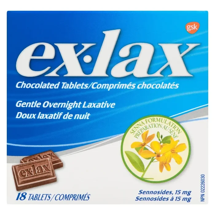 Ex-Lax Gentle Overnight Laxative Chocolated Pieces, 18-Pack