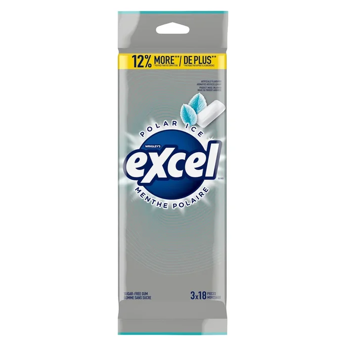 Excel Polar Ice Gum Pack, 18 Pieces, 3-Pack