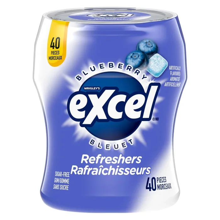 Excel Sugar-Free Gum Refreshers Blueberry, 40-Pack