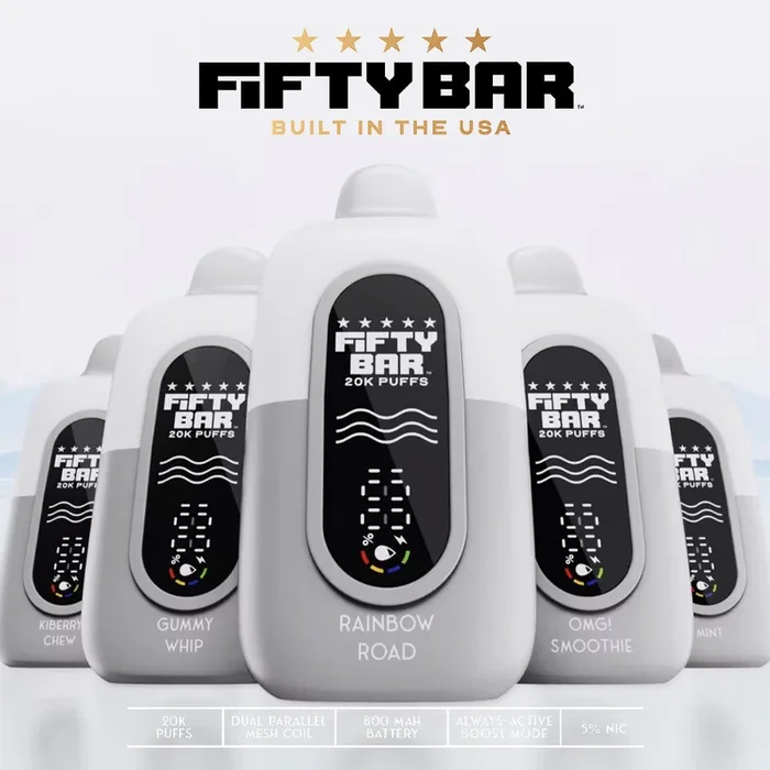FIFTY BAR “White Series” 20K Puff Powered By BEARD Vape Co. Disposable Device – 20000 Puffs