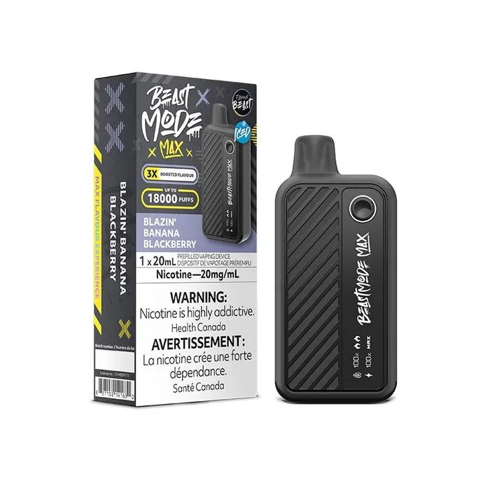 Flavour Beast Beast Mode Max 18K Disposable – Blazin’ Banana Blackberry Iced (ON)