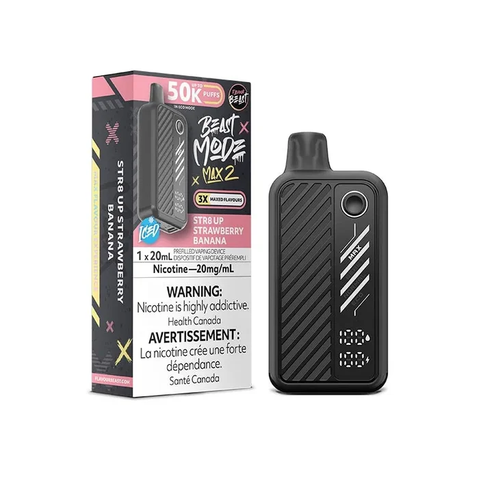Flavour Beast Beast Mode Max 2 Disposable – STR8 UP Strawberry Banana Iced