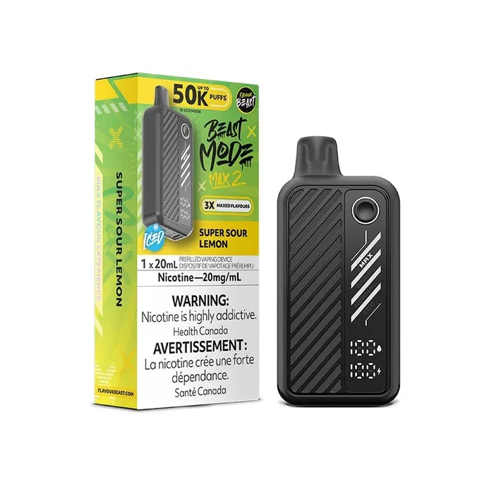 Flavour Beast Beast Mode Max 2 Disposable – Super Sour Lemon Iced (ON)