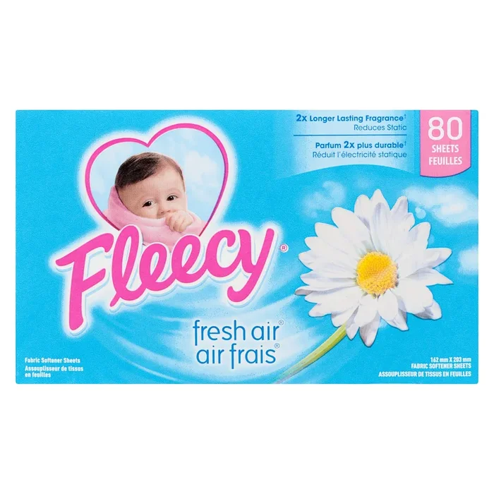 Fleecy Fresh Air Fabric Softener Dryer Sheets, 80-Pack
