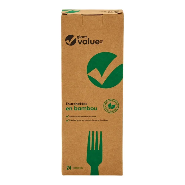 Fourchettes en bambou Giant Value, emballage de 24