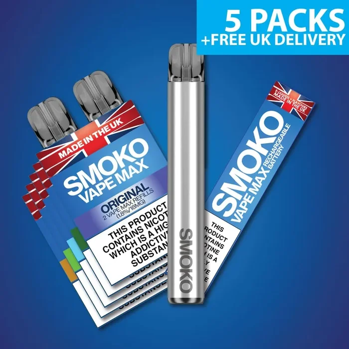 FREE VAPE MAX DEAL + 5 PACK OF VAPE MAX REFILLS – £27.99 (SAVE £20.95)
