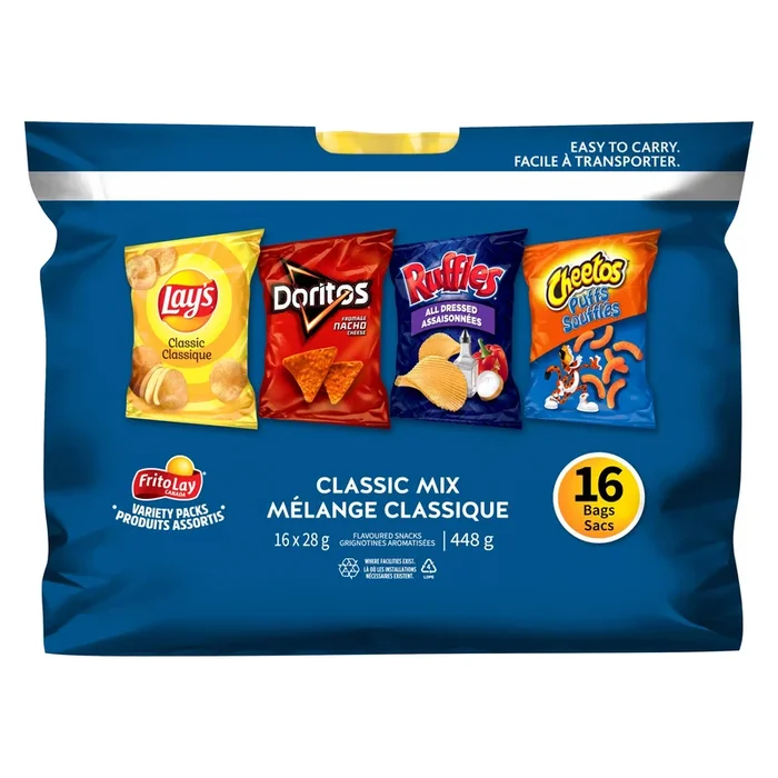 Frito Lay Canada Flavoured Snacks Classic Mix Variety Packs 16 Bags x 28 g (448 g)