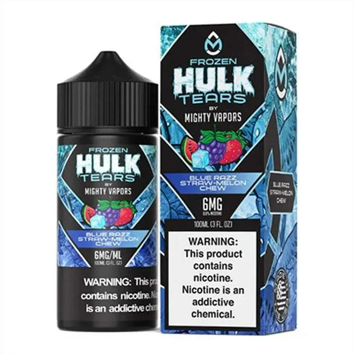 Frozen Blue Razz Straw Melon Chew E-Liquid by Hulk Tears x Mighty Vapors