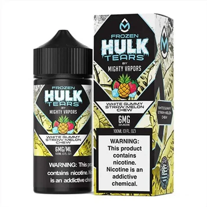 Frozen White Gummy Straw Melon Chew E-Liquid by Hulk Tears x Mighty Vapors