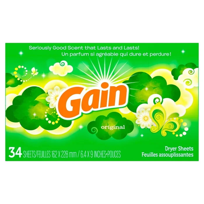 Gain Original Fresh Scented Fabric Softener Dryer Sheets, 6.4-in x 9-in, 34-Pack