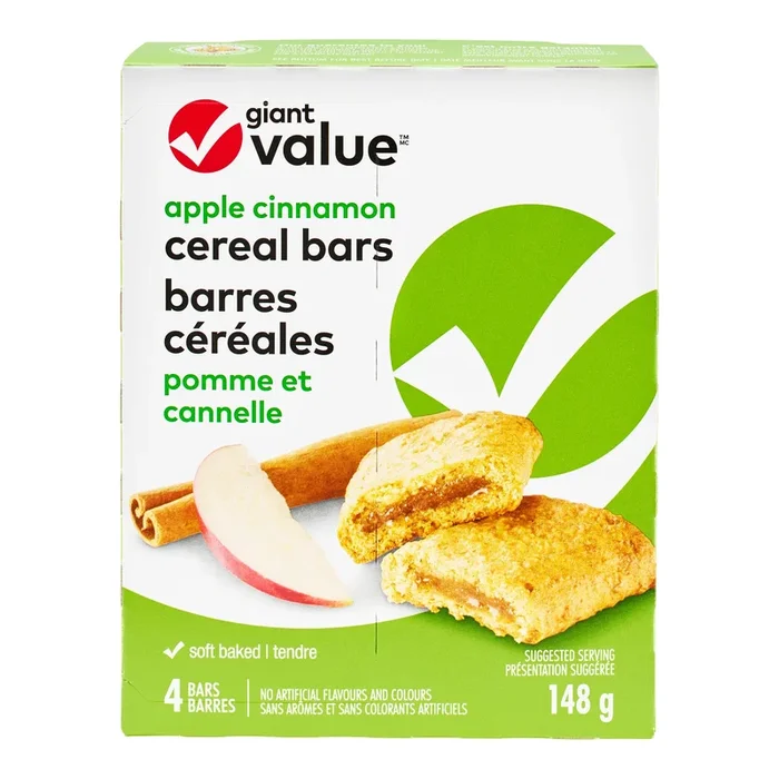 Giant Value Apple Cinnamon Cereal Bars, 4-Pack, 148 g