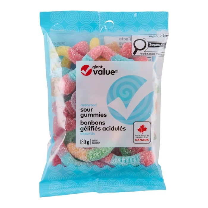 Giant Value Assorted Sour Gummies, 180 g
