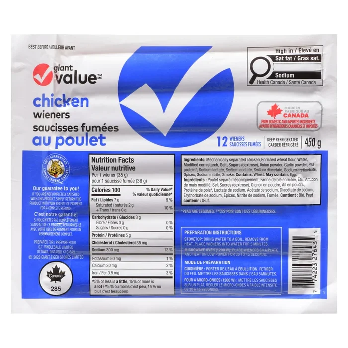 Giant Value Chicken Wieners – 450g