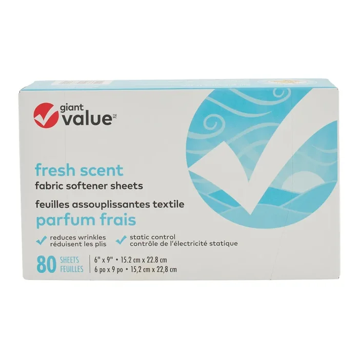 Giant Value Fabric Softener Sheets, 80-Pack