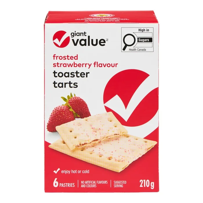 Giant Value Frosted Strawberry Toaster Tarts, 6-Pack, 210 g