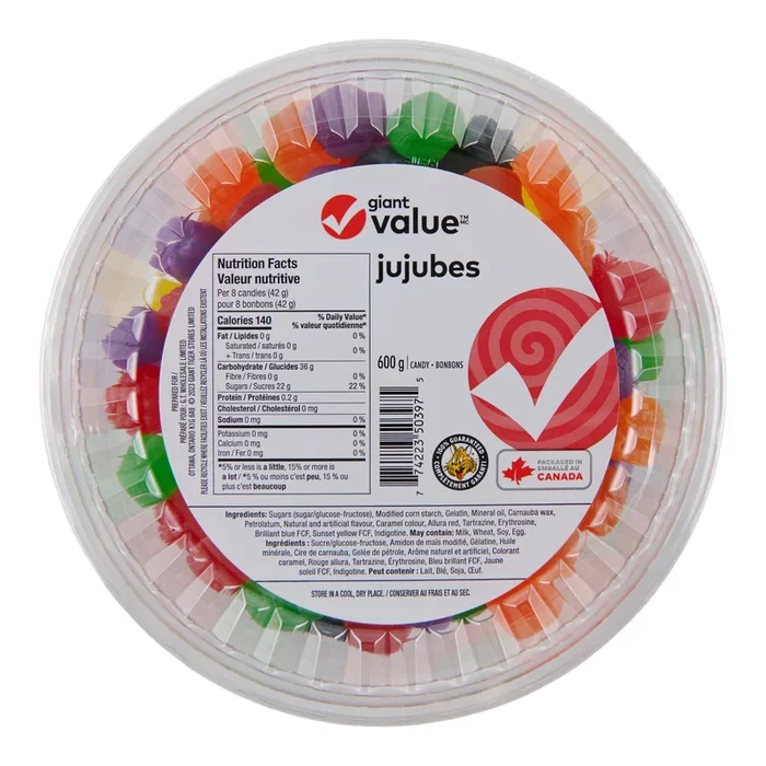 Giant Value Jujube Gummy Candies, 600-g