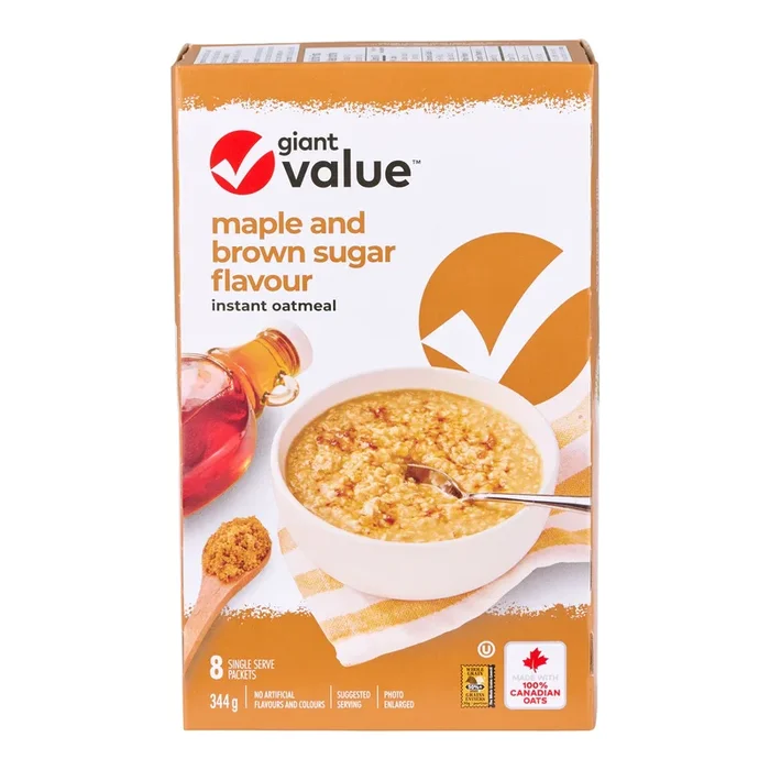Giant Value Maple and Brown Sugar Instant Oatmeal, 8-Pack