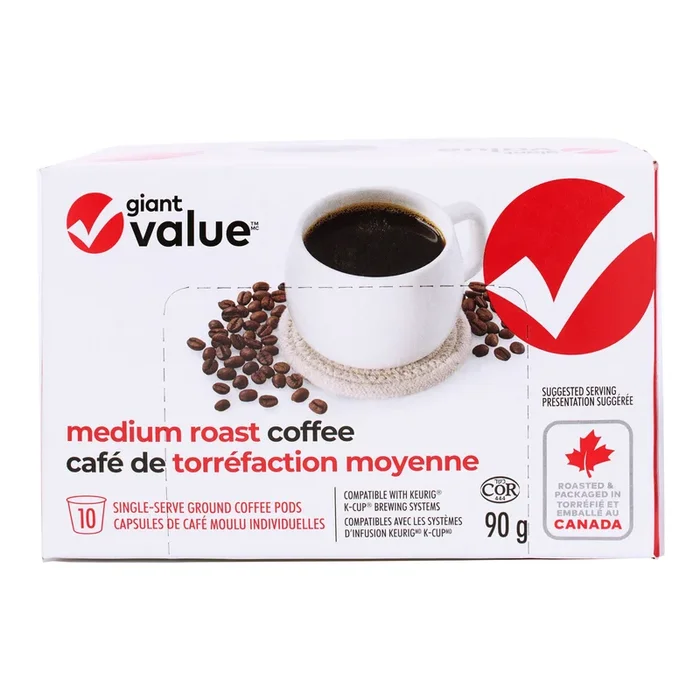 Giant Value Medium Roast Coffee, 10-Pack, 90 g