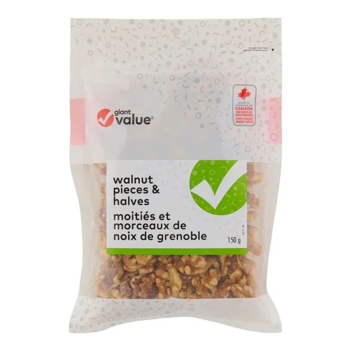 Giant Value Walnut Pieces and Halves, 150 g