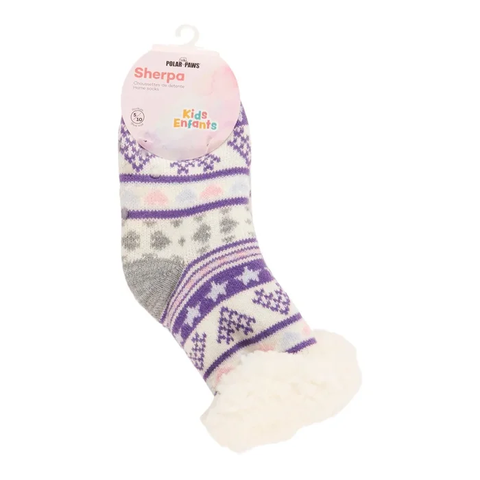 Girls’ Novelty Holiday Printed Sherpa Socks, 1-Pack