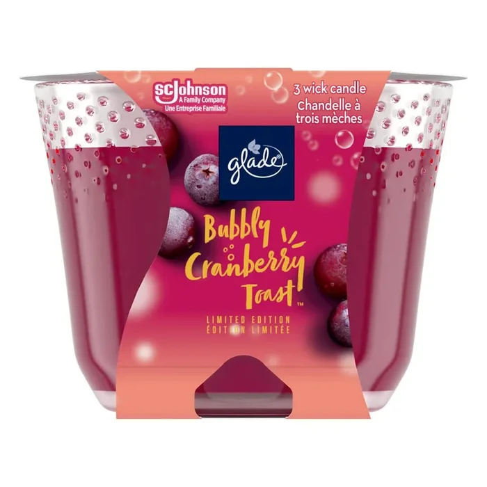 Glade 3-Wick Candle Bubble Cranberry Toast