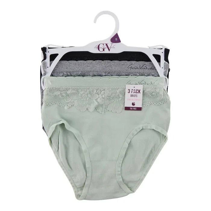 Gloria Vanderbilt Women’s Microfiber and Lace Briefs, 3-Pack