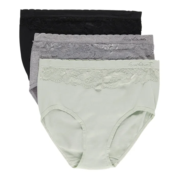 Gloria Vanderbilt Women’s Plus Microfiber and Lace Briefs, 3-Pack