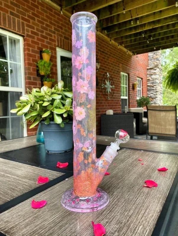 Goldflake Flower Resin Straight Tube