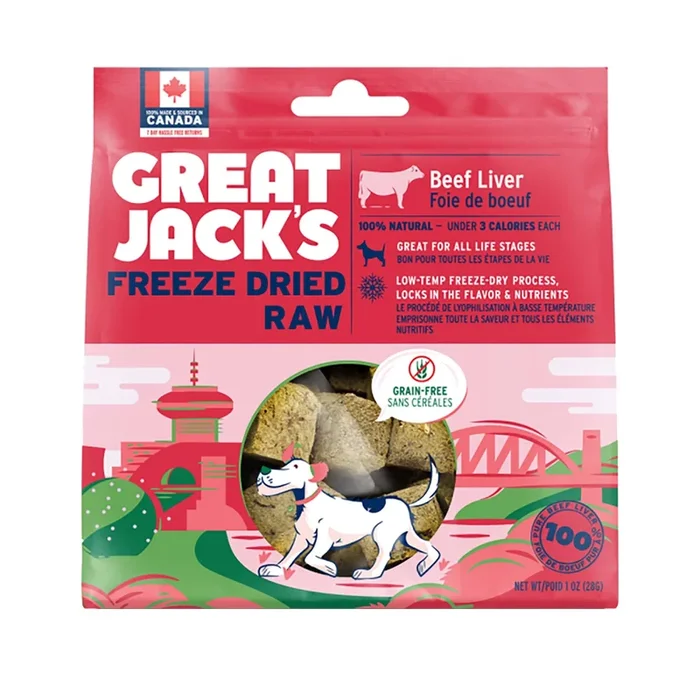 Great Jack’s Freeze-Dried Beef Liver Dog Treats, 28-g