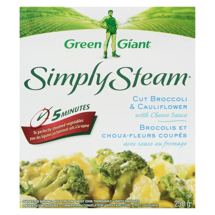 Green Giant Simply Steam Cut Broccoli and Cauliflower with Cheese Sauce – 250g