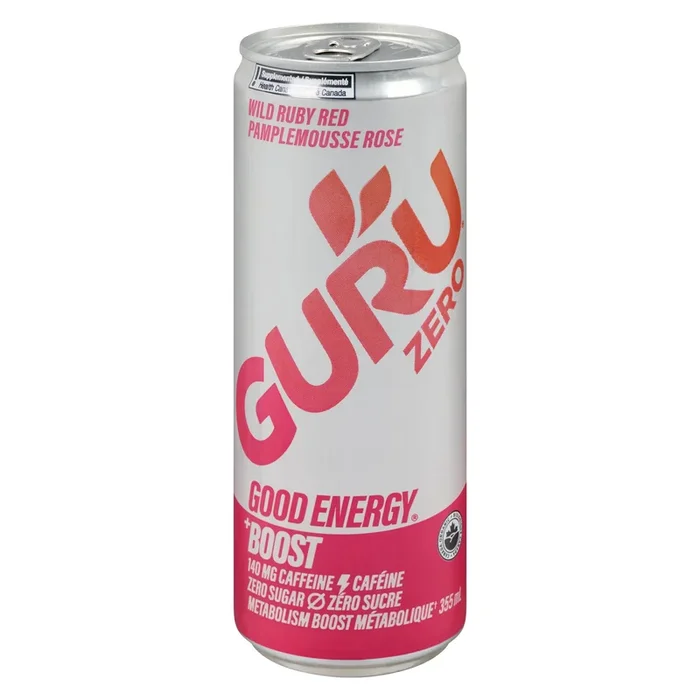 GURU Good Energy Drink Zero Wild Ruby Red, 355 ml