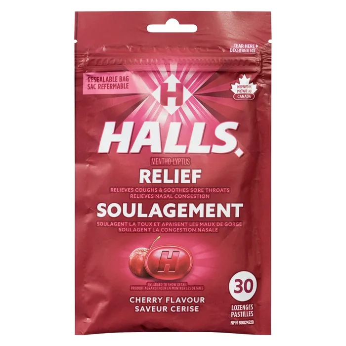Halls Relief Cherry Lozenges – 30pk.