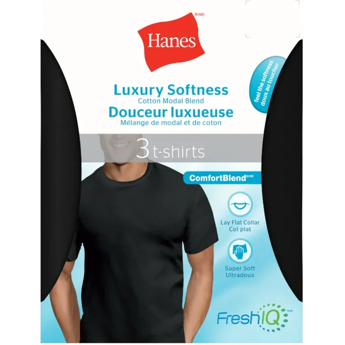 Hanes Men’s Luxury Softness Crew Shirts, 3-Pack