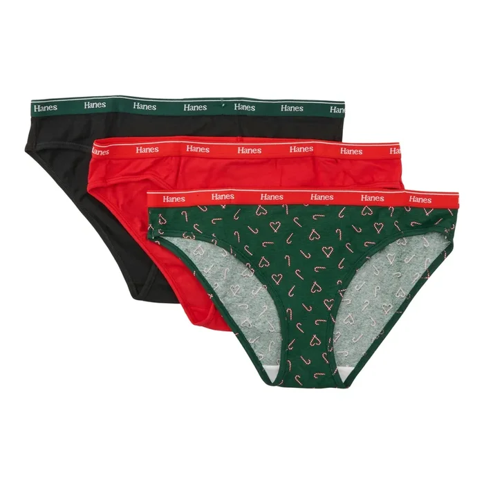 Hanes Women’s Holiday Bikini Underwear, 3-Pack