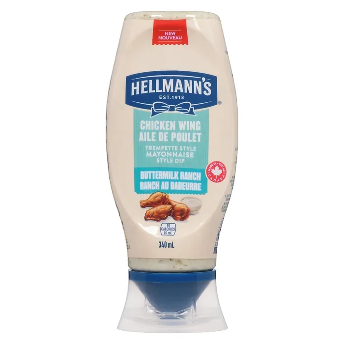 Hellmann’s Trempette Style Mayonnaise Aile de Poulet Ranch au Babeurre, 340 ml