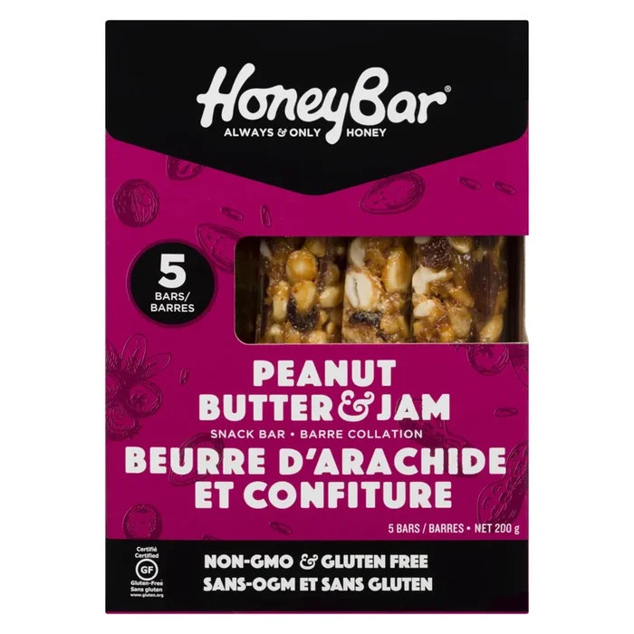 HoneyBar Peanut Butter & Jam Snack Bar, 5-Pack, 200-g