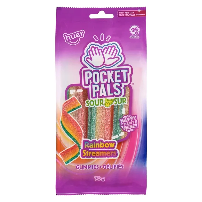 Huer Sour Rainbow Streamers, 70-g