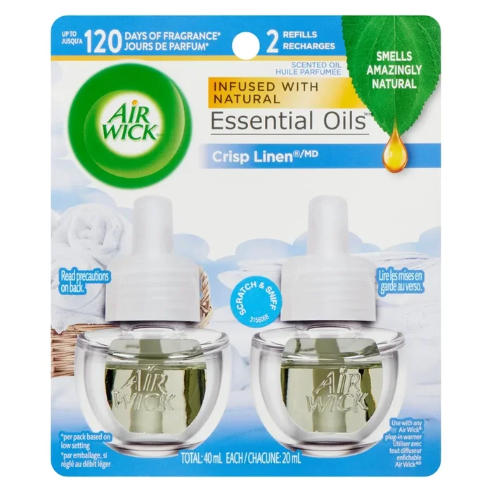Huile essentielle Air Wick, fragrance Linge frais – paq. 2