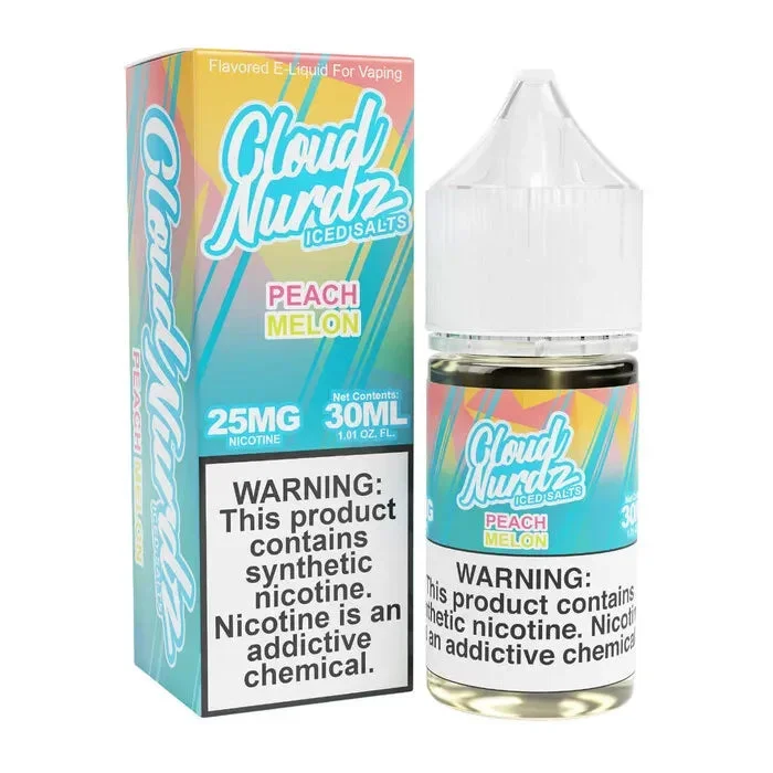 Iced Peach Melon Synthetic Nicotine E-Liquid by Cloud Nurdz