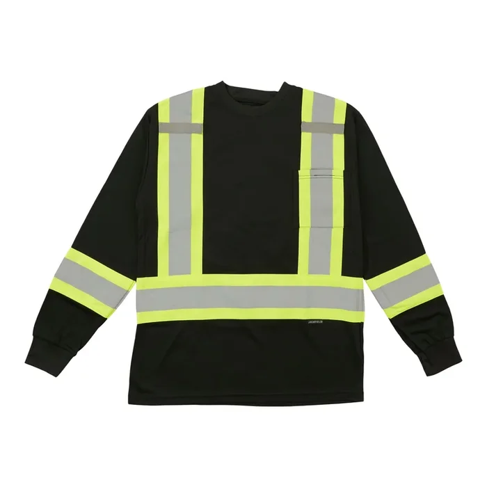 Jackfield Men’s Black HIVIS Long Sleeve Work T-Shirt